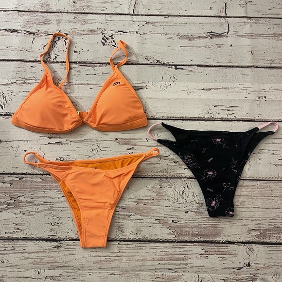 Dixxon Flannel Co Bikini Women's Medium Orange 3 pc Tanning Suit NWT Lot Summer‎ - Picture 1 of 7